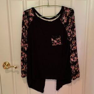 Do Not Disturb Floral and Black Split-back Shirt